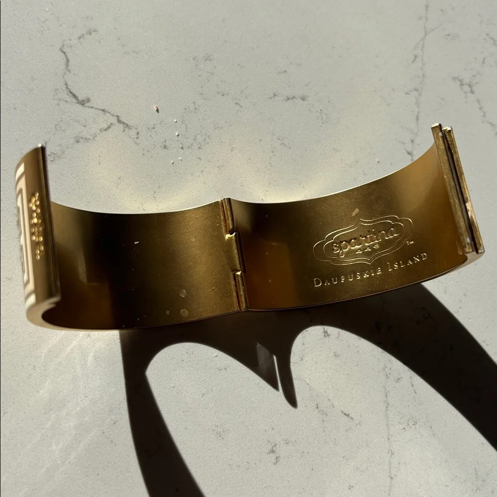 Spartina 449 Gold, cream and beige Geometric Bangle - Picture 3 of 5